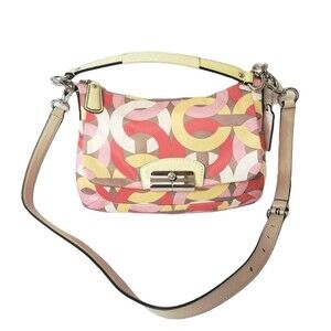 Coach Kristin Op Art Multicolor Satin Leather Shoulder Crossbody Bag